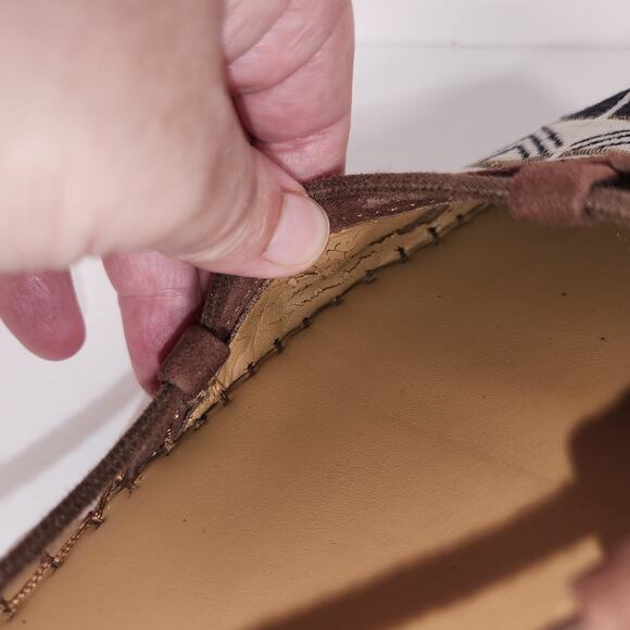 FRANCO SARTO Dream Tie Ankle Espadrille Sandal Womens 9M Brown White Geometric - Picture 3 of 10